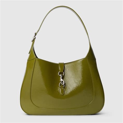 gucci green jackie|Jackie large shoulder bag in olive green patent leather .